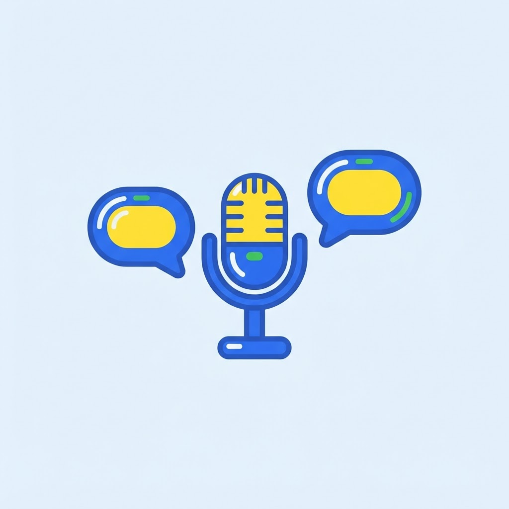 Ilustración de programa de opinión con burbujas de diálogo
