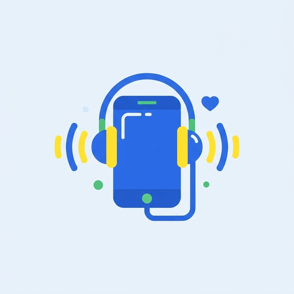 Ilustración de radio juvenil con teléfono y audífonos