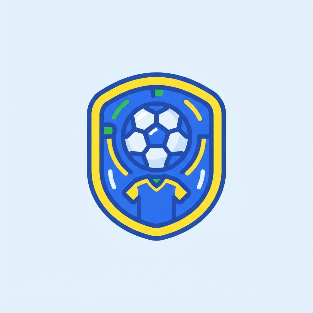 Ilustración de un escudo de equipo con balón y camiseta